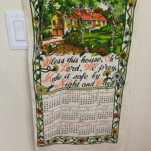 Vintage 1972 Linen Wall Hanging Towel” Bless This House, Lord We Pray.